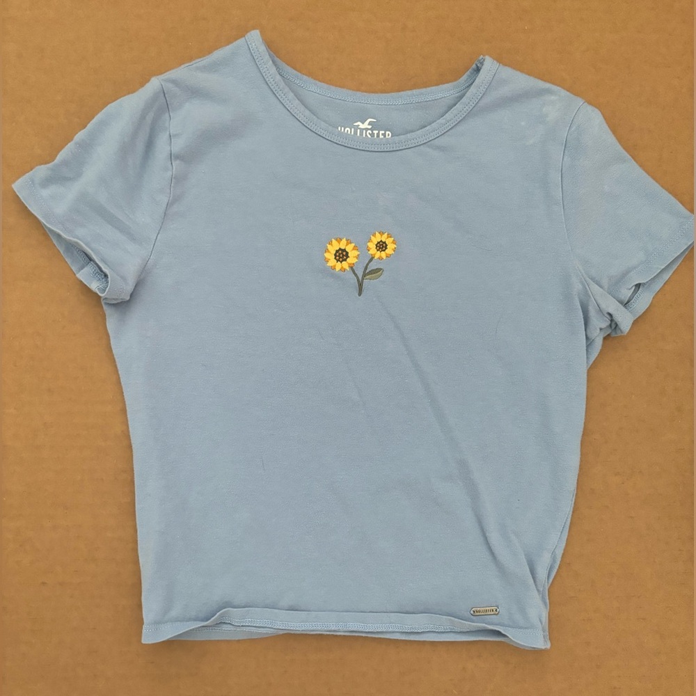 Light Blue embroidered baby tee